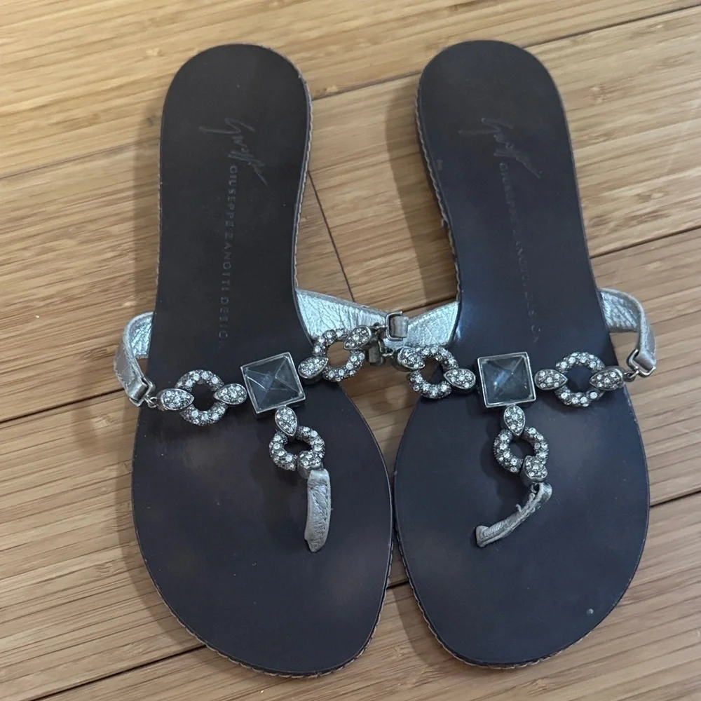 Giuseppe Zanotti Silver and Black Sandals Authentic